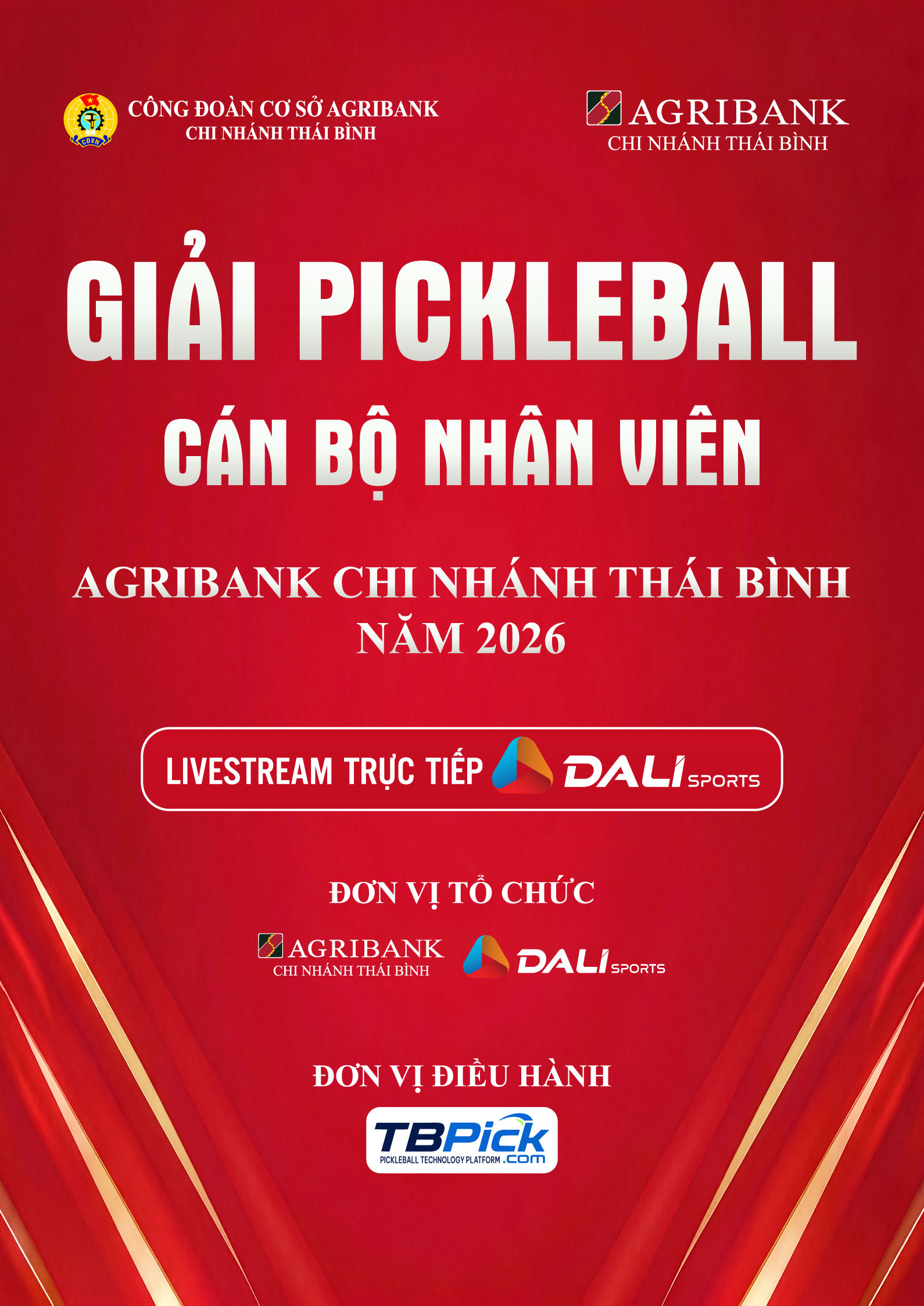 Giải Pickleball CBNV Agribank CN Thái Bình 2026