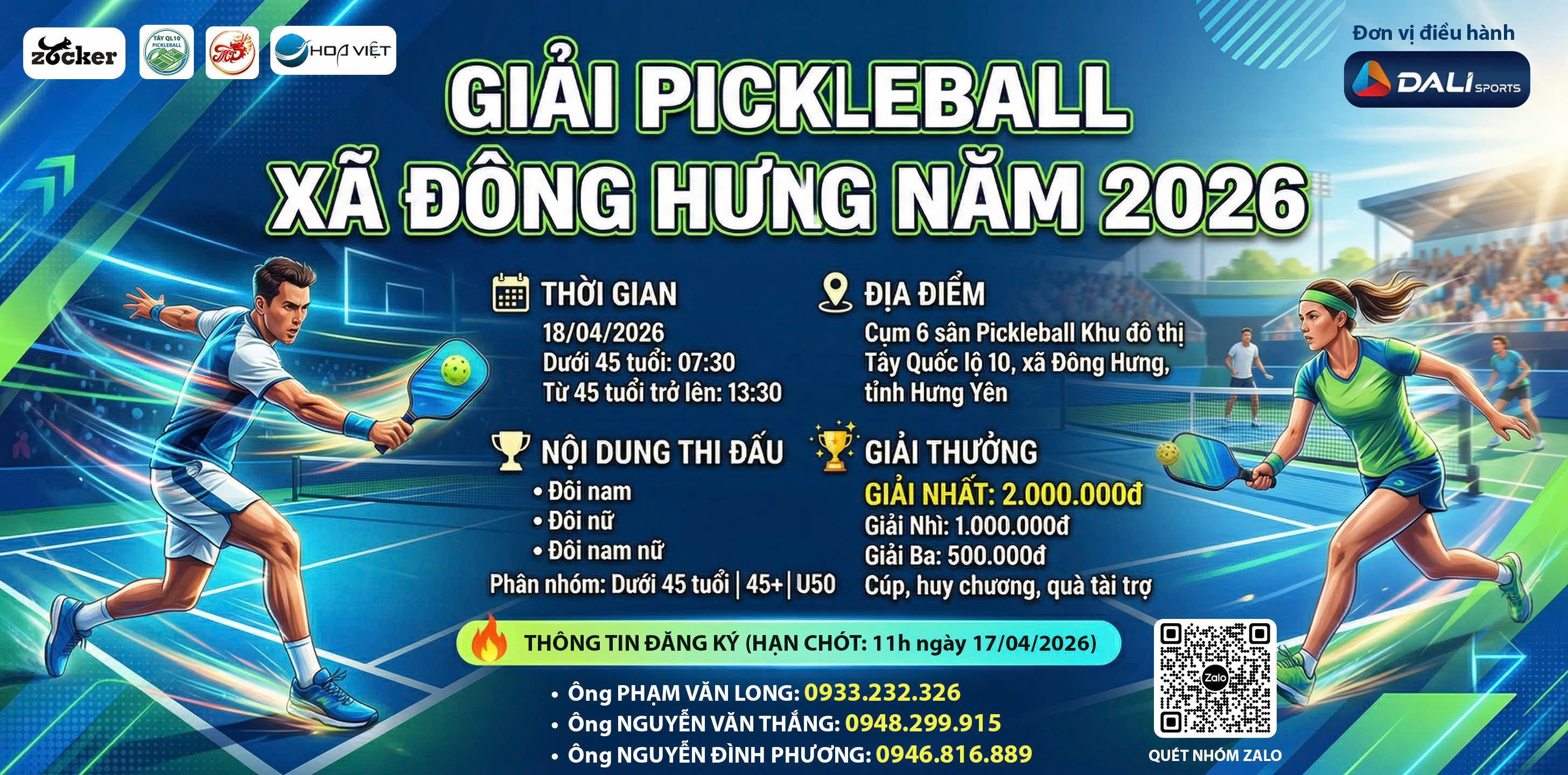 Giải Pickleball Xã Đông Hưng 2026
