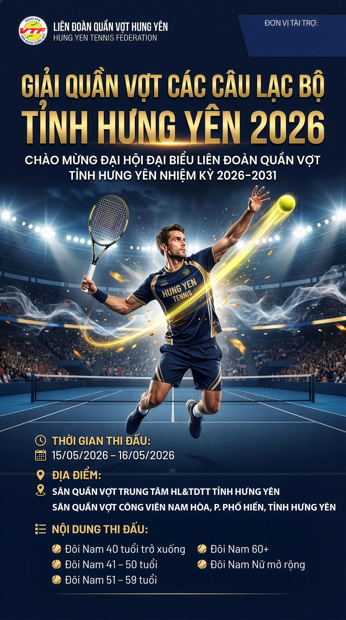 GIẢI TENNIS CÁC CÂU LẠC BỘ HƯNG YÊN NĂM 2026